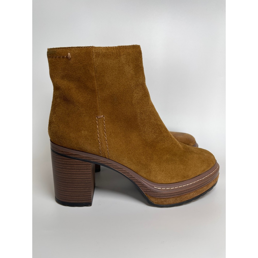 Steve Madden Camel Suede Platform Block Chunky Heel Ankle Boots Size 10 M - Picture 5 of 10